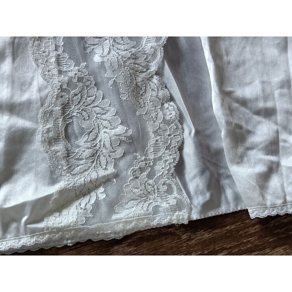 Lorraine Full Slip  Gown Size Large Off White Lace Trim Nylon 45" long  Slit USA - Picture 15 of 16